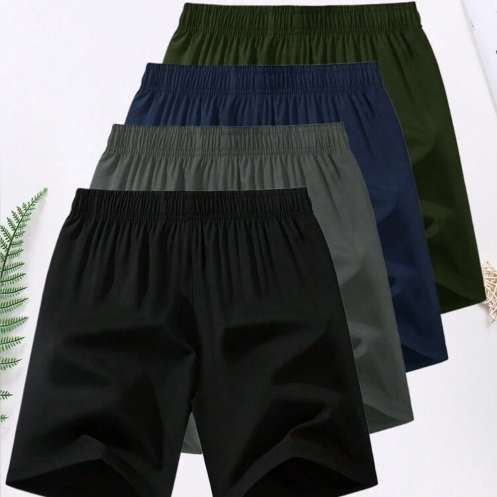 Manfinity Men's Elastic Waist Zip Pocket Casual Sports Shorts 4pc